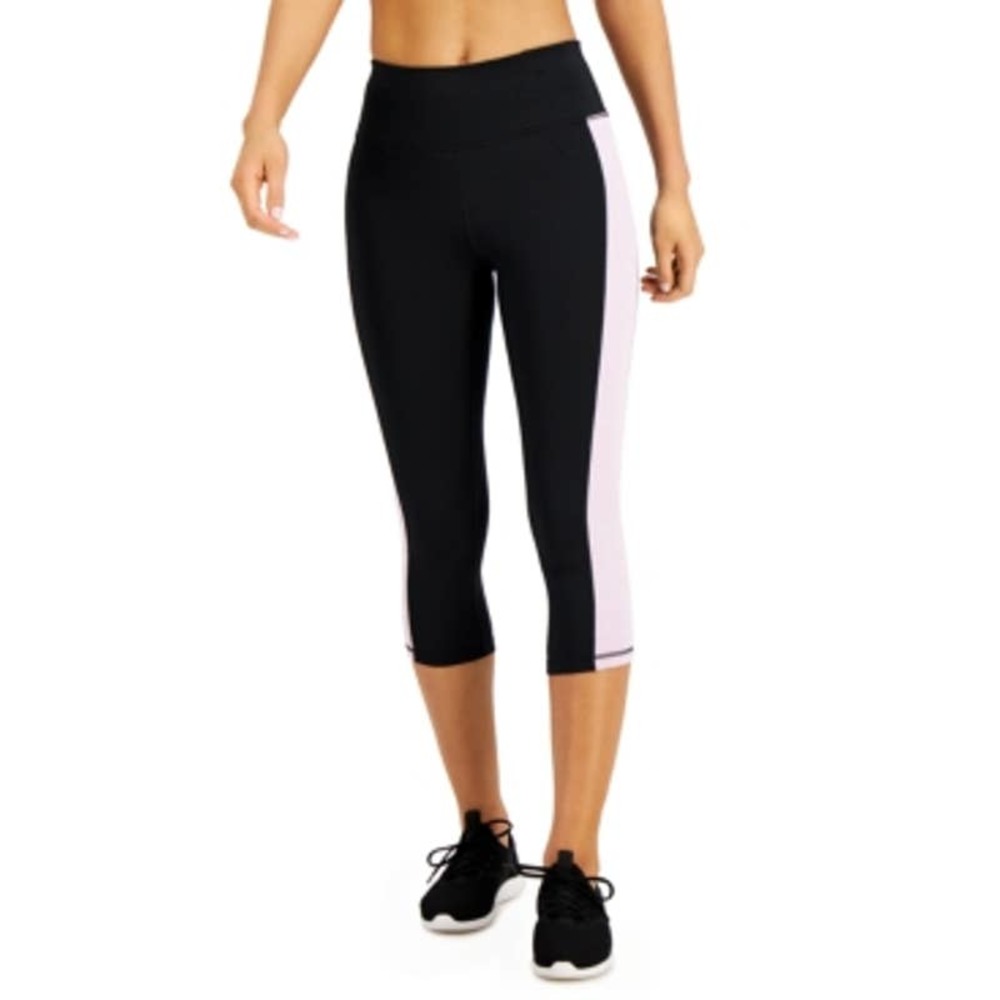 Ideology Women's Essentials Colorblocked Cropped Leggings black, purple  L
